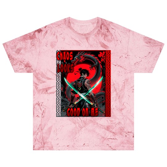 Cyberpunk Samurai with Dragon Blast T Shirts