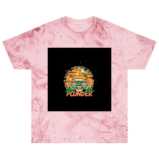 Pirate Skull with Binoculars – Ocean Waves Plunder Blast T Shirts