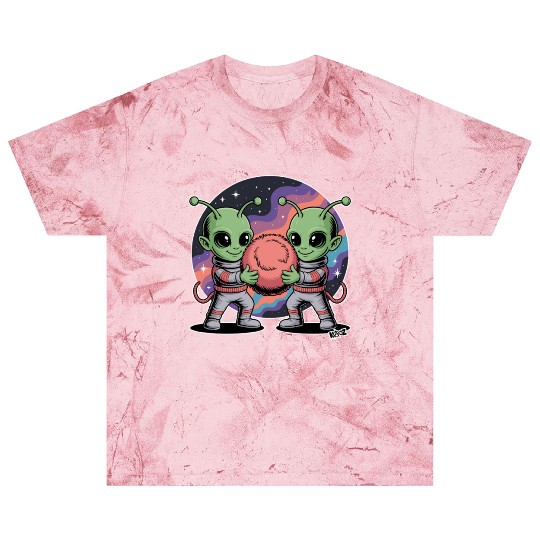 Adorable Alien Friends Embrace Cosmic Unity Blast T Shirts