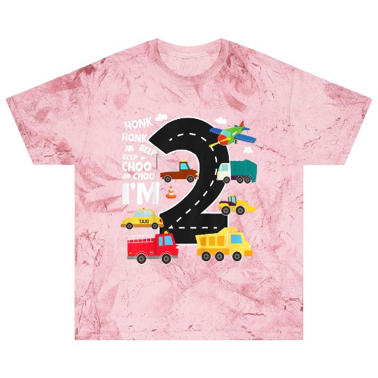 Kids Birthday 2 Traffic Vehicles Number Two Design Blast T Shirts
