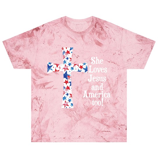 Patriotic Jesus Cross Design Blast T Shirts
