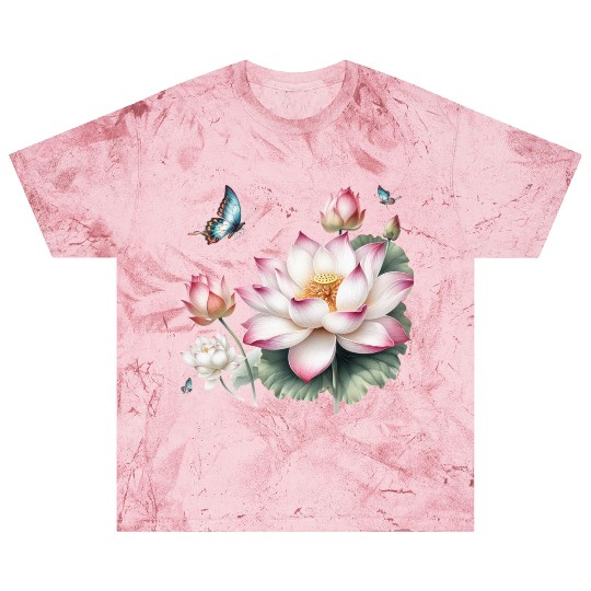 Light Pink Lotus and Butterflies  Blast T Shirts