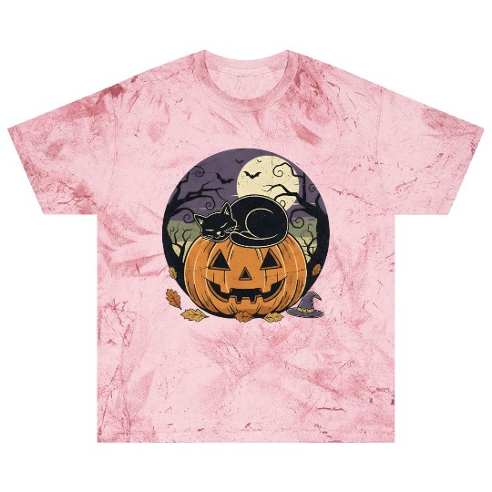 Spooky Cat Nap Pumpkin | Halloween Party Design Blast T Shirts
