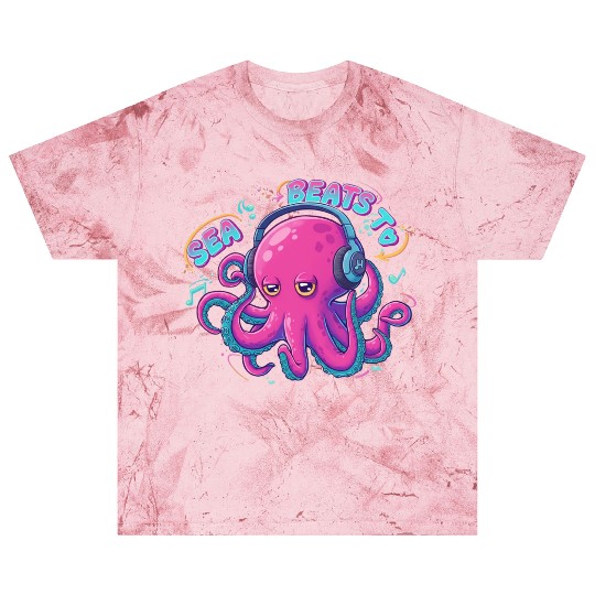 Music Loving Octopus in Vibrant Neon Style Blast T Shirts