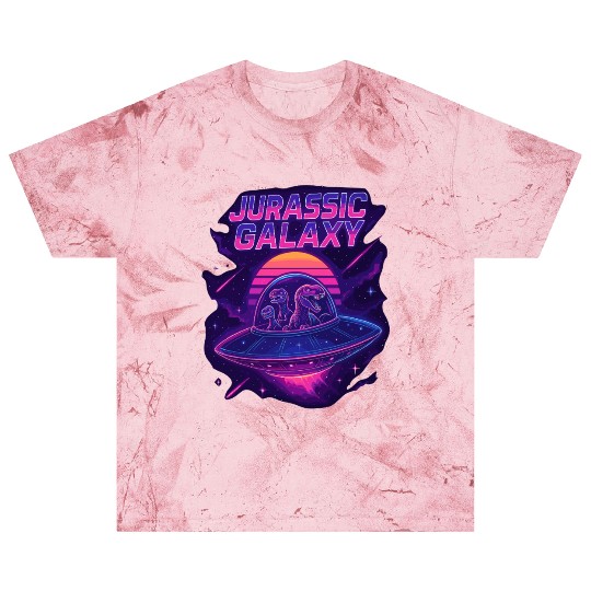Jurassic Galaxy Neon Retro Dinosaur UFO Space Art Blast T Shirts