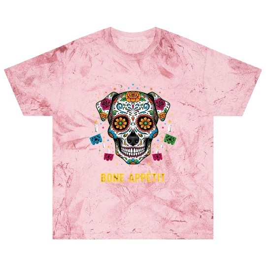 Day of Dead Dog Sugar Skull Art - Bone Appetit Blast T Shirts