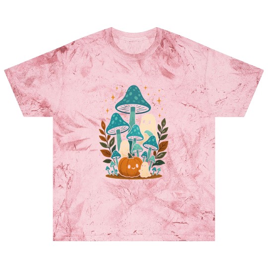 Whimsical Ghost and Mushroom Halloween Scene Blast T Shirts