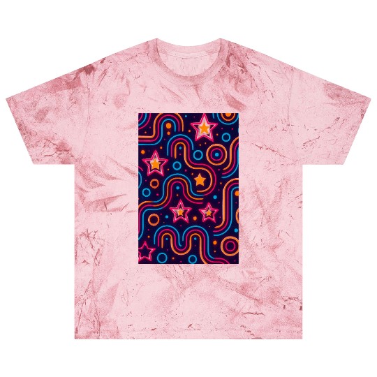 Neon Starburst Cosmic Pattern Blast T Shirts