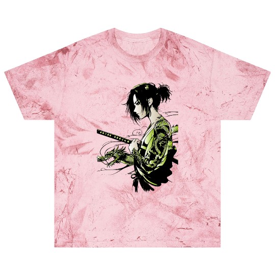Manga - Neon Samurai with Dragon Ink Design Blast T Shirts