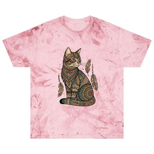 Boho Mandala Cat – Tribal Patterned Feline Art Blast T Shirts