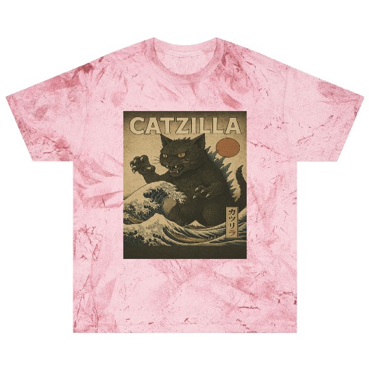 Ukiyo-e Catzilla Retro Japanese Monster Cat Blast T Shirts