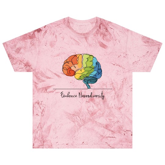 Embrace Neurodiversity - Line Art Rainbow Brain Blast T Shirts