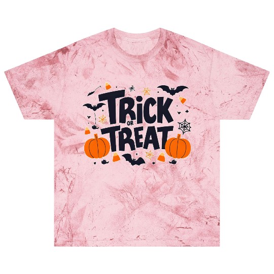 Halloween Pumpkin and Bat Trick or Treat Design Blast T Shirts