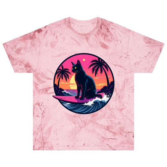 Retro Wave Cat Surfer Blast T Shirts