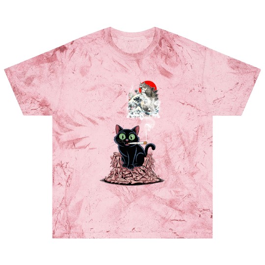 Black Cat Smoking Cigarette Catzilla Blast T Shirts