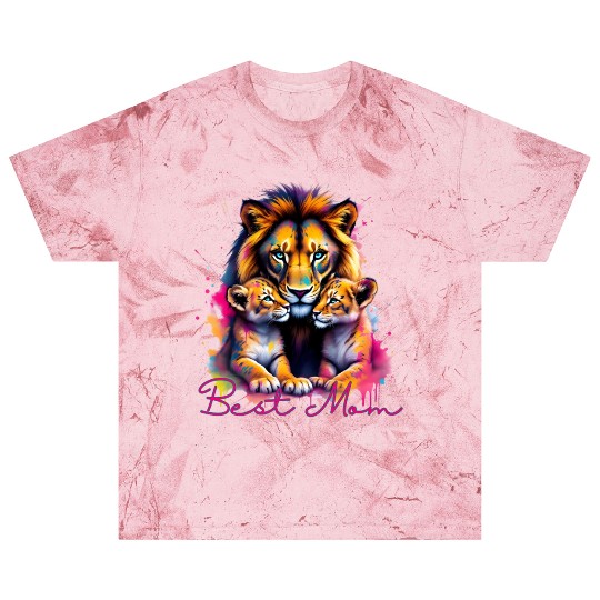 Colorful Lion Cubs and Mother Design Blast T Shirts