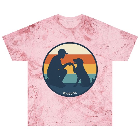 Dog Dad Retro Sunset Badge Blast T Shirts | Wagvox