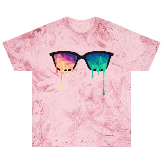 Abstract Psychedelic Nerd Glasses with Color Drops Blast T Shirts