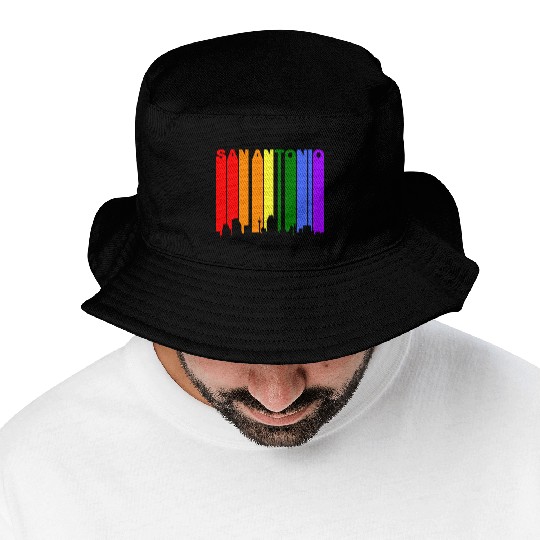 San Antonio Texas Gay Pride Rainbow Skyline Bucket Hats