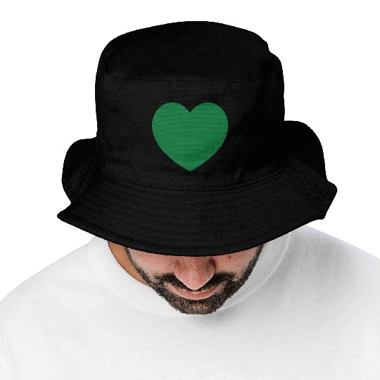 Dark Green Heart Bucket Hats