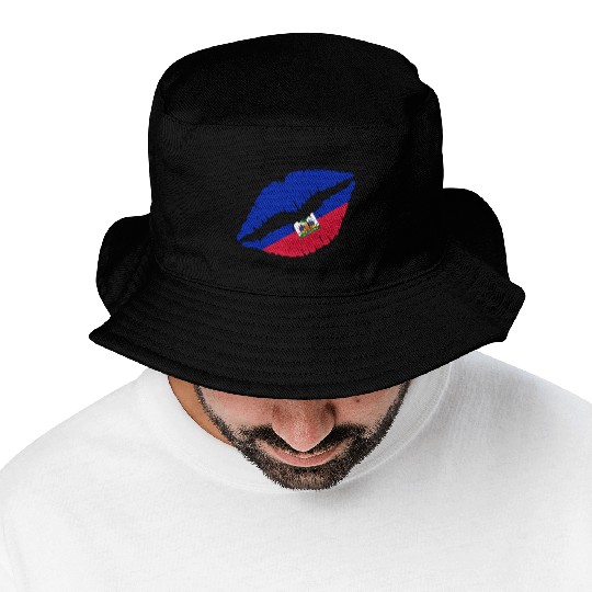 Haiti Kiss Flag Club Soccer Gift Idea Birthday Bucket Hats