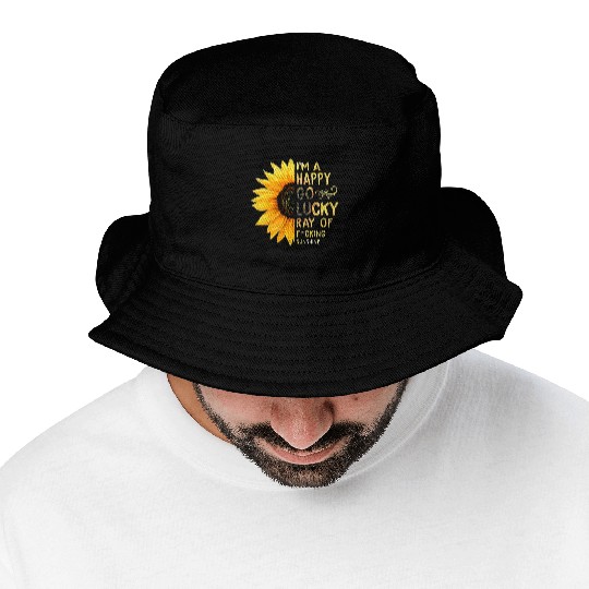 I'm A Happy Go Lucky Ray of Sunshine Sunflower Bucket Hats