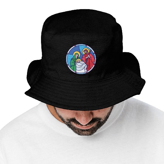 Josef Maria Jesus Jesus birth Bethlehem Christmas Bucket Hats