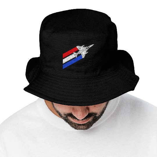 F-4 Phantom Vintage USA Contrails Red White Blue Bucket Hats
