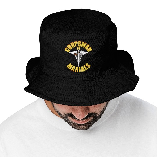 Us Navy Corpsman 8404 Fmf Veteran Front & Back Des Bucket Hats
