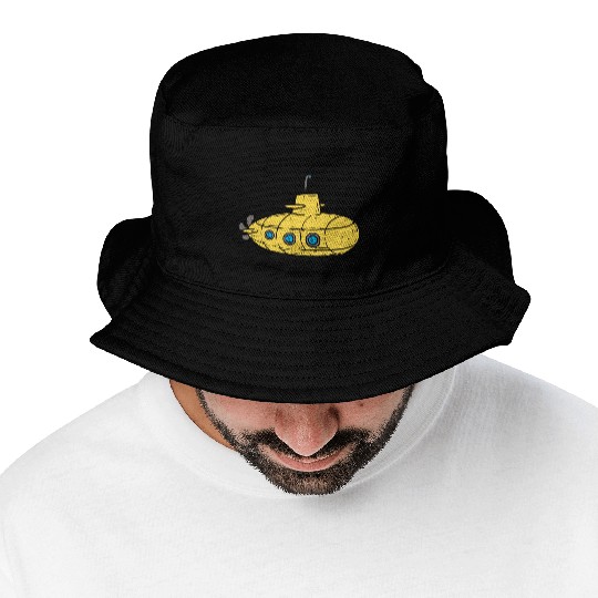 Us Navy Yellow Cartoon Submarine Cute Submariner B Bucket Hats