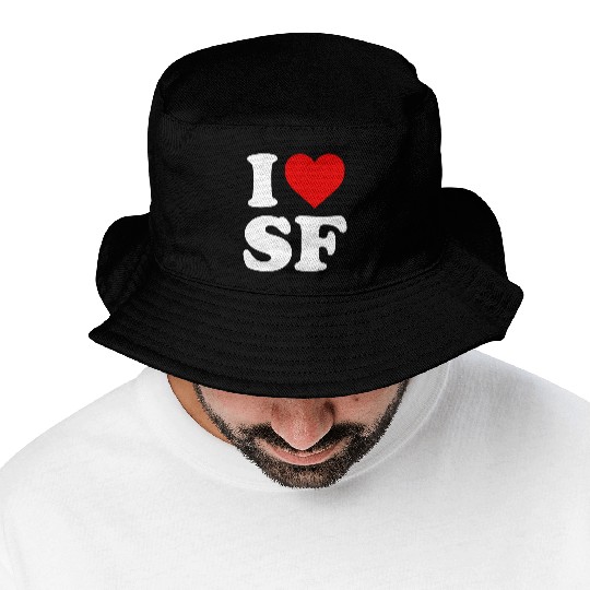 I Love Sf San Francisco Heart Bucket Hats