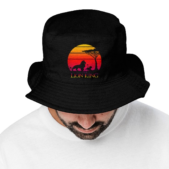 Disney Lion King Vintage Sunset Logo Graphic Bucket Hats