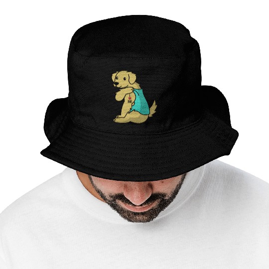I Love Dad Golden Retriever Bucket Hats