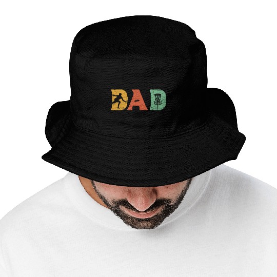 Mens Funny Disc Golf Dad Retro Fathers Day Bucket Hats