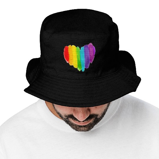Pride Rainbow Heart Bucket Hats