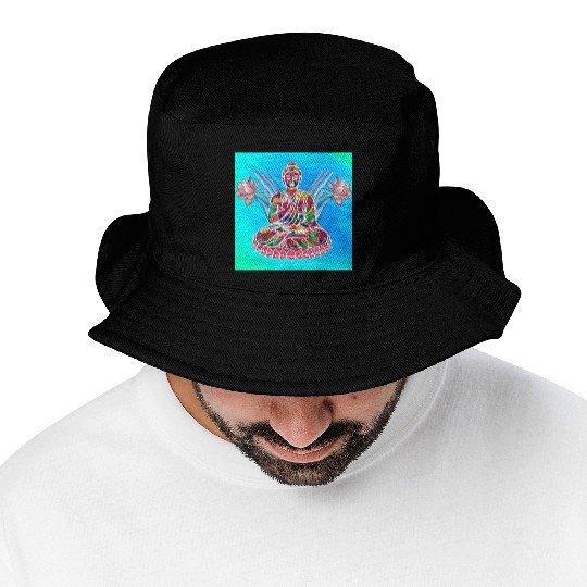 Meditating Buddha Bucket Hats