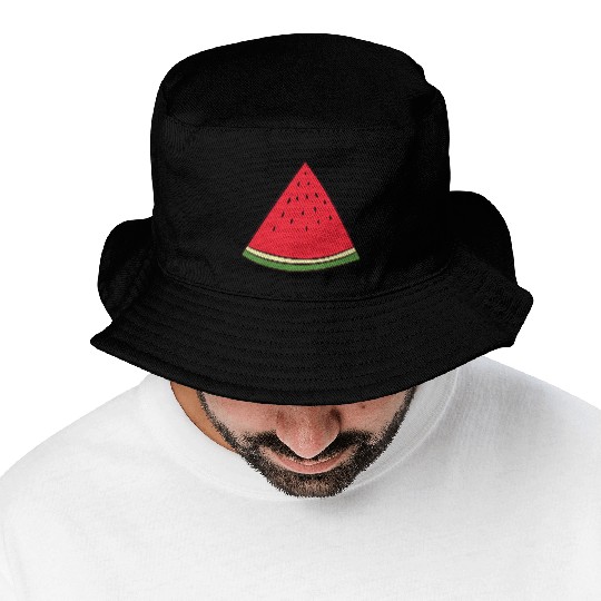 Watermelon - slice, piece, quarter, triangle Bucket Hats