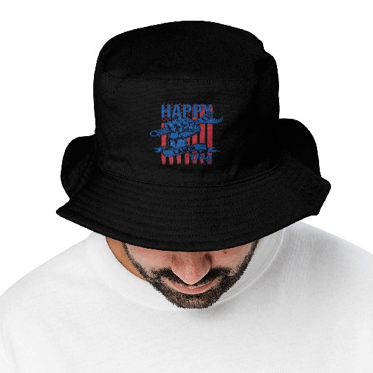 Happy Labor Day American Flag Holiday US Worker Bucket Hats