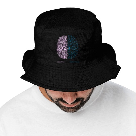 brain creativ nerd geek school genius analytic pc Bucket Hats