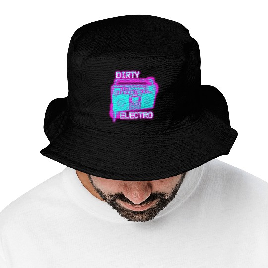 Dirty Electro Music Neon Spray Painted Graffiti Bucket Hats