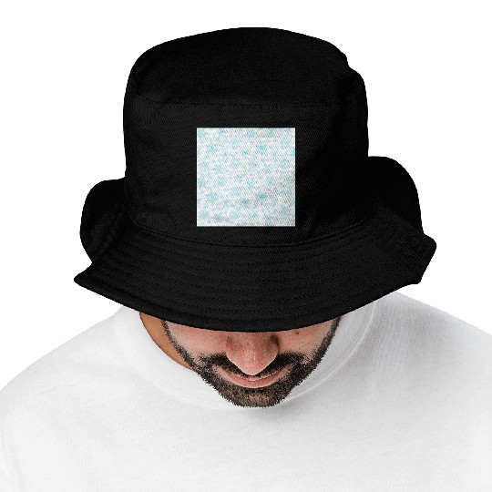 Modern Snowflakes Pattern White Teal Bucket Hats