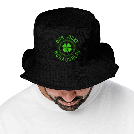 One Lucky McLaughlin Irish Family Four Leaf Clover Bucket Hats