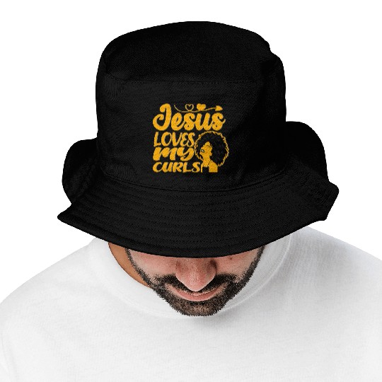 Jesus Loves My Curls Bucket Hats