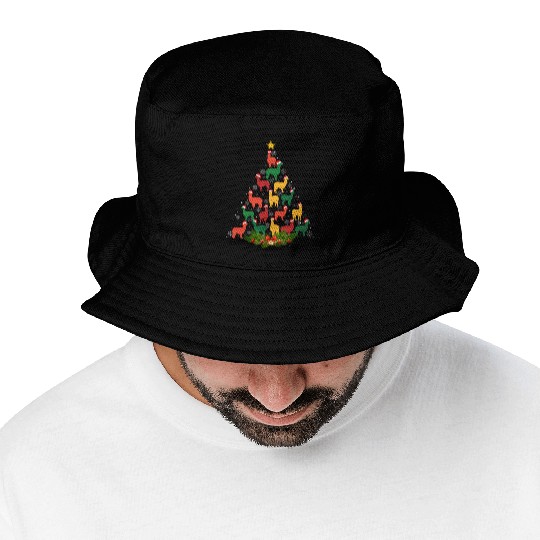 Family Matching Christmas Pajama Alpaca Xmas Tree Bucket Hats