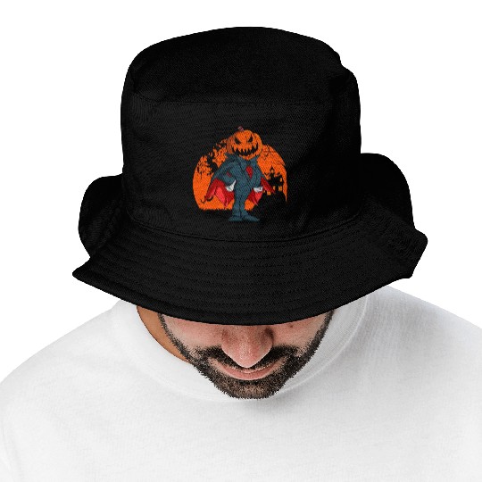 Vampire Pumpkin Head Jack O' Lantern Halloween Bucket Hats