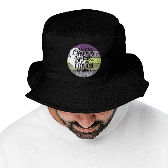 Funny Christmas Spirit Ghosts Sunset Bucket Hats