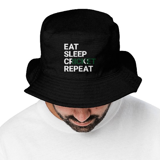 Eat Sleep Cricket Repeat PK Flag Sports Gift Bucket Hats