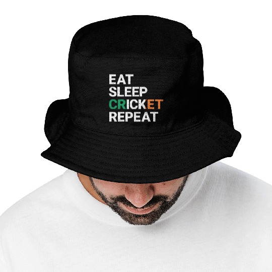 Eat Sleep Cricket Repeat Ireland Flag Sports Gift Bucket Hats
