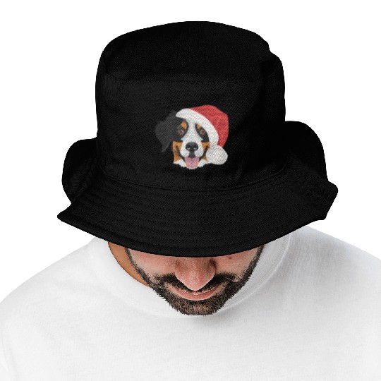 Bernese Mountain Dog Merry Christmas Bucket Hats