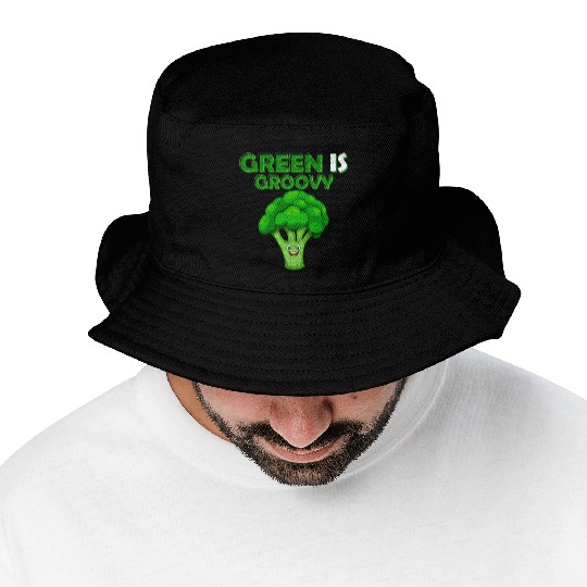 Green Is Groovy Vegetable Broccoli Bucket Hats